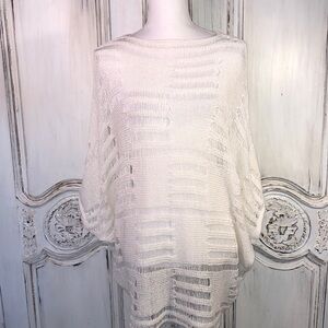 Parkhurst White Open Knit Boat Neck Slouchy Styling Coverup/Tunic Size OS